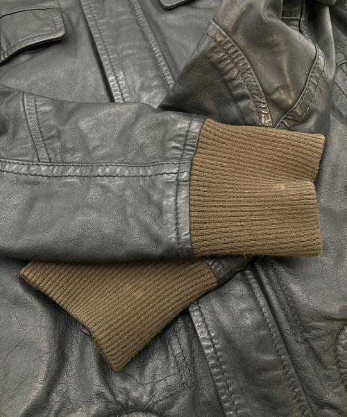 DIESEL（ディーゼル）DIESEL (ディーゼル) 【古着】00’Sライナー刺繍デザイン レザージャケット ミリタリージャケット　アウター　牛革　カウレザー　2000年代 ブラック サイズ:Sの古着・服飾アイテム