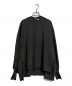 ENFOLDエンフォルド）の古着「ダブルサテン リブブラウス」｜ブラウン