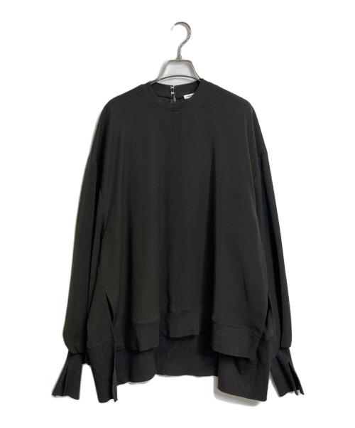 ENFOLD（エンフォルド）ENFOLD (エンフォルド) ダブルサテン リブブラウス ブラウン サイズ:Mの古着・服飾アイテム