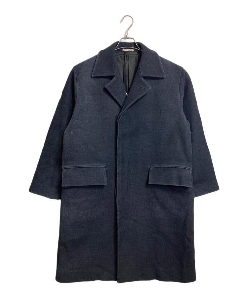 AURALEE（オーラリー）AURALEE (オーラリー) WOOL SILK MELTON SOUTIEN COLLAR COAT  ウールシルクメルトンステンカラーコート　アウター　ロングコート　オーバーサイズ　日本製 ネイビー サイズ:3の古着・服飾アイテム