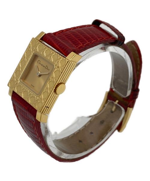 Christian Dior（クリスチャン ディオール）Christian Dior (クリスチャン ディオール) リストウォッチ　ラ・パリジェンヌ　AT 1227　R7 7/10 電池交換済み レッド×ゴールド サイズ:実寸参照の古着・服飾アイテム