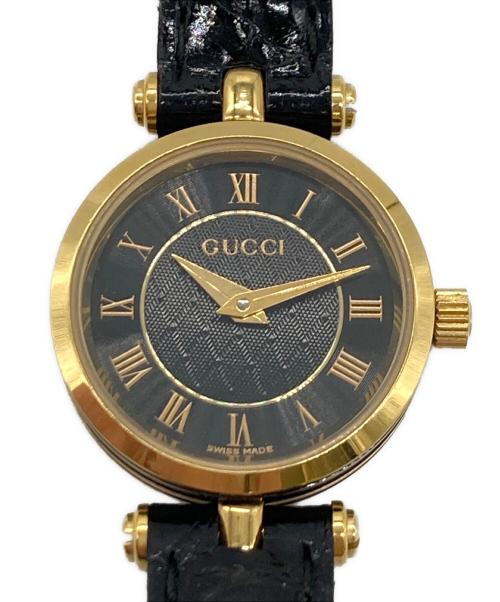 GUCCI（グッチ）GUCCI (グッチ) 腕時計　アナログ時計 ブラック×ゴールド サイズ:実寸参照　	R7 7/10 電池交換済みの古着・服飾アイテム