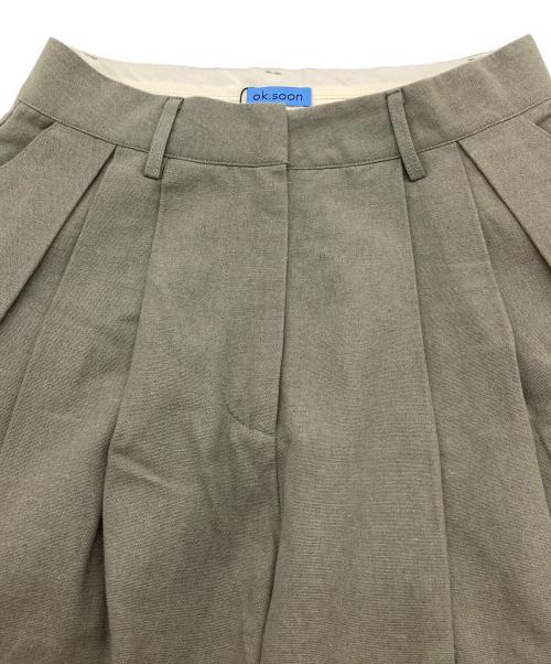ok.soon（オクスン）ok.soon (オクスン) 2タックワイドパンツ　リネンコットンパンツ　ワイドパンツ オリーブ サイズ:2の古着・服飾アイテム