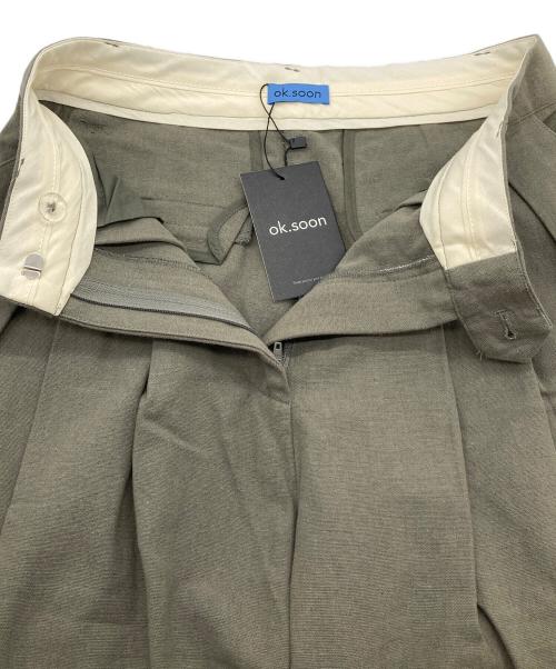 ok.soon（オクスン）ok.soon (オクスン) 2タックワイドパンツ　リネンコットンパンツ　ワイドパンツ オリーブ サイズ:2の古着・服飾アイテム