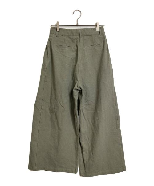 ok.soon（オクスン）ok.soon (オクスン) 2タックワイドパンツ　リネンコットンパンツ　ワイドパンツ オリーブ サイズ:2の古着・服飾アイテム