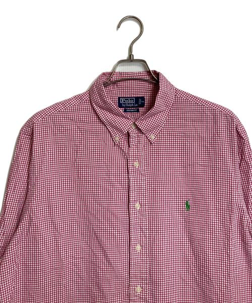 POLO RALPH LAUREN（ポロ・ラルフローレン）POLO RALPH LAUREN (ポロ・ラルフローレン) ボタンダウンシャツ　コットンシャツ　チェック ピンク×ホワイト サイズ:XLの古着・服飾アイテム
