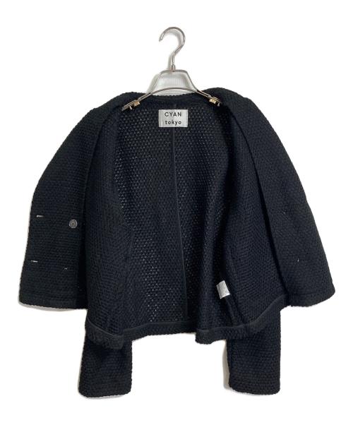 CYAN TOKYO（シアン トーキョー）CYAN TOKYO (シアン トーキョー) ワッフルレースWテーラードJK フロントポケット ブラック サイズ:FREEの古着・服飾アイテム
