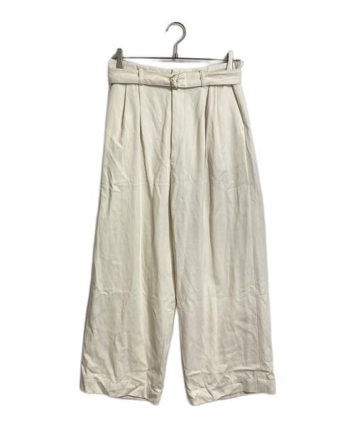 6(ROKU) BEAUTY&YOUTH（ロク ビューティーアンドユース）6(ROKU) BEAUTY&YOUTH (ロク ビューティーアンドユース) レーヨン コットン ベルト パンツ アイボリー サイズ:Mの古着・服飾アイテム