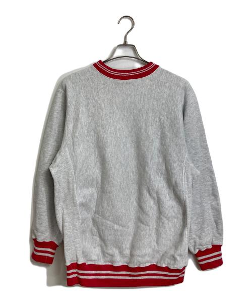 Champion（チャンピオン）Champion (チャンピオン) 【古着】90’Sリバースウィーブスウェット ロゴ リブスウェット　90年代　USA製 グレー×レッド サイズ:XLの古着・服飾アイテム