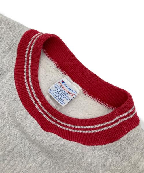 Champion（チャンピオン）Champion (チャンピオン) 【古着】90’Sリバースウィーブスウェット ロゴ リブスウェット　90年代　USA製 グレー×レッド サイズ:XLの古着・服飾アイテム