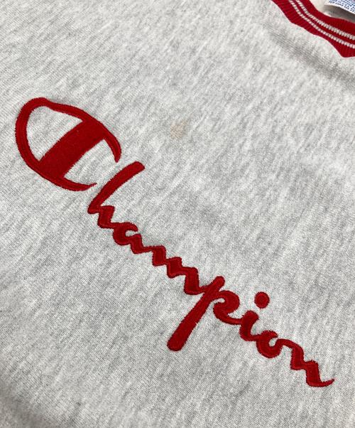 Champion（チャンピオン）Champion (チャンピオン) 【古着】90’Sリバースウィーブスウェット ロゴ リブスウェット　90年代　USA製 グレー×レッド サイズ:XLの古着・服飾アイテム