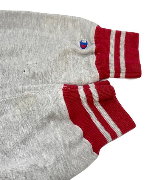 Champion（チャンピオン）Champion (チャンピオン) 【古着】90’Sリバースウィーブスウェット ロゴ リブスウェット　90年代　USA製 グレー×レッド サイズ:XLの古着・服飾アイテム
