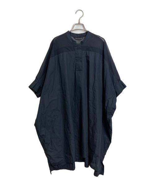 mizuiro-ind（ミズイロインド）mizuiro-ind (ミズイロインド) シアー切替シャツワンピース ネイビー サイズ:FREEの古着・服飾アイテム