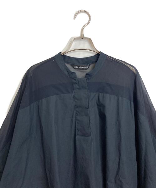 mizuiro-ind（ミズイロインド）mizuiro-ind (ミズイロインド) シアー切替シャツワンピース ネイビー サイズ:FREEの古着・服飾アイテム