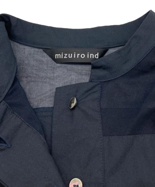 mizuiro-ind（ミズイロインド）mizuiro-ind (ミズイロインド) シアー切替シャツワンピース ネイビー サイズ:FREEの古着・服飾アイテム