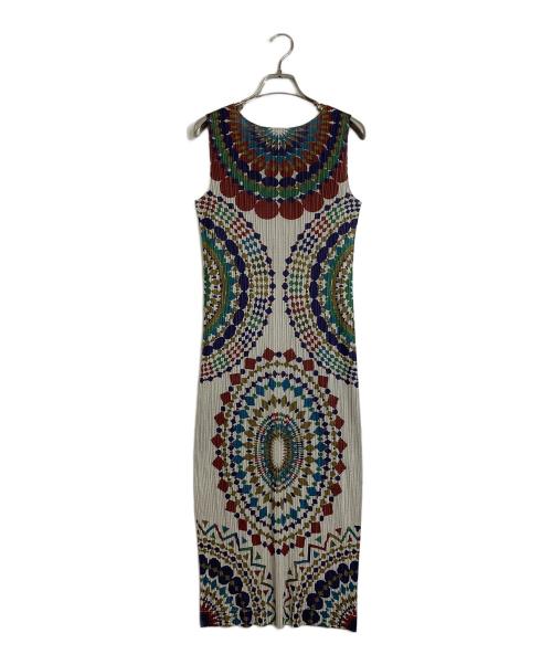 PLEATS PLEASE（プリーツプリーズ）PLEATS PLEASE (プリーツプリーズ) マンダラ柄プリーツノースリーブワンピース　20年秋冬　AW マルチカラー サイズ:4の古着・服飾アイテム