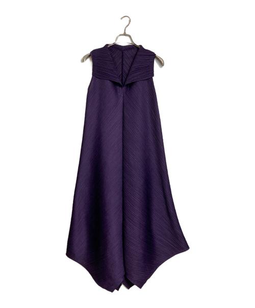 PLEATS PLEASE（プリーツプリーズ）PLEATS PLEASE (プリーツプリーズ) 襟付きプリーツワンピース パープル サイズ:4の古着・服飾アイテム
