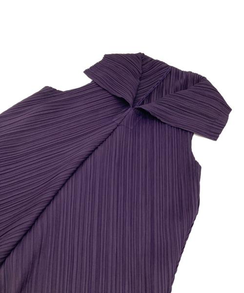 PLEATS PLEASE（プリーツプリーズ）PLEATS PLEASE (プリーツプリーズ) 襟付きプリーツワンピース パープル サイズ:4の古着・服飾アイテム
