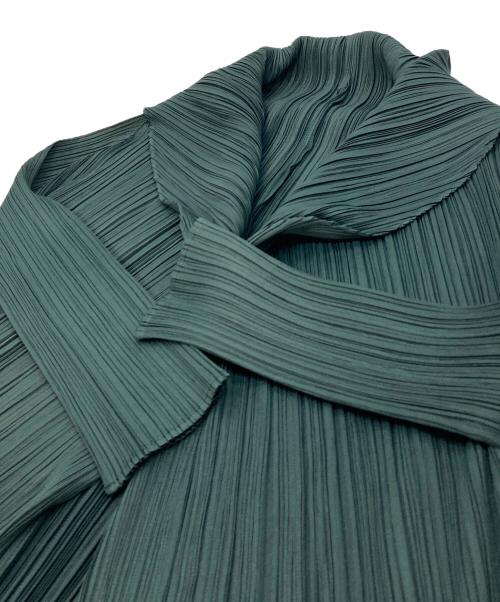 PLEATS PLEASE（プリーツプリーズ）PLEATS PLEASE (プリーツプリーズ) プリーツロングカーディガン　12年秋 グリーン サイズ:3の古着・服飾アイテム