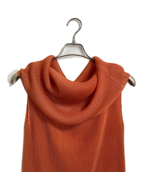 PLEATS PLEASE（プリーツプリーズ）PLEATS PLEASE (プリーツプリーズ) メッシュプリーツノースリーブブラウス オレンジ サイズ:3の古着・服飾アイテム