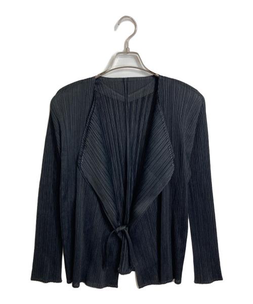 PLEATS PLEASE（プリーツプリーズ）PLEATS PLEASE (プリーツプリーズ) プリーツカーディガン ブラック サイズ:3の古着・服飾アイテム