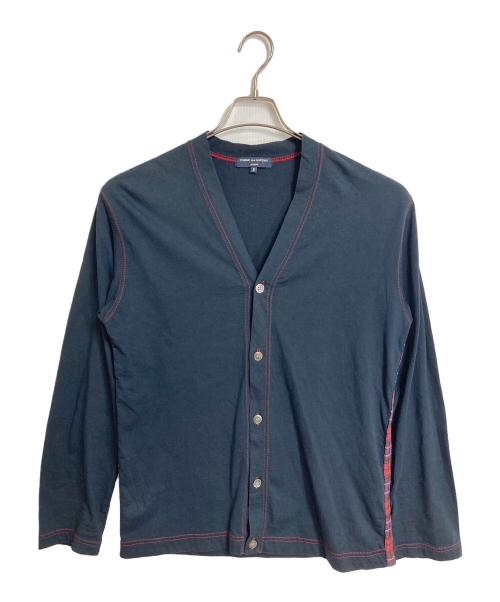 COMME des GARCONS HOMME（コムデギャルソン オム）COMME des GARCONS HOMME (コムデギャルソン オム) チェックデザインカーディガン　レッドステッチ　シェルボタン ネイビー サイズ:Sの古着・服飾アイテム