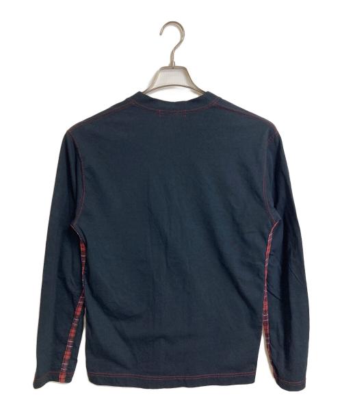 COMME des GARCONS HOMME（コムデギャルソン オム）COMME des GARCONS HOMME (コムデギャルソン オム) チェックデザインカーディガン　レッドステッチ　シェルボタン ネイビー サイズ:Sの古着・服飾アイテム