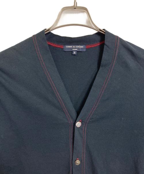 COMME des GARCONS HOMME（コムデギャルソン オム）COMME des GARCONS HOMME (コムデギャルソン オム) チェックデザインカーディガン　レッドステッチ　シェルボタン ネイビー サイズ:Sの古着・服飾アイテム