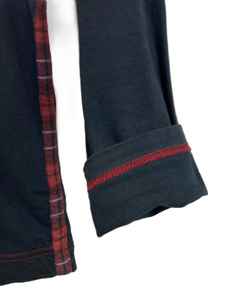 COMME des GARCONS HOMME（コムデギャルソン オム）COMME des GARCONS HOMME (コムデギャルソン オム) チェックデザインカーディガン　レッドステッチ　シェルボタン ネイビー サイズ:Sの古着・服飾アイテム