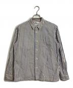 MHLエムエイチエル）の古着「COTTON LINEN PJ STRIPE SHIRTS ストライプ　」｜ネイビー×ベージュ