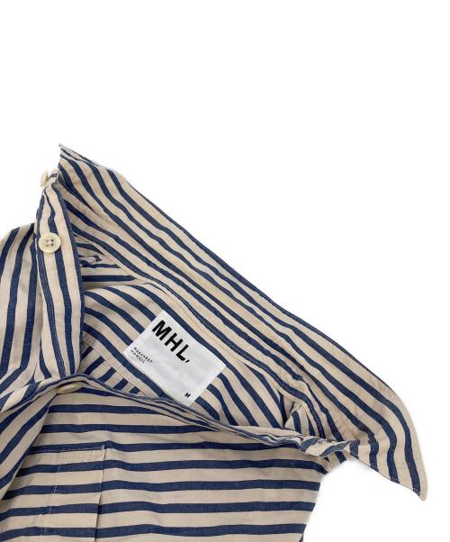 MHL（エムエイチエル）MHL (エムエイチエル) COTTON LINEN PJ STRIPE SHIRTS ストライプ　 ネイビー×ベージュ サイズ:Mの古着・服飾アイテム