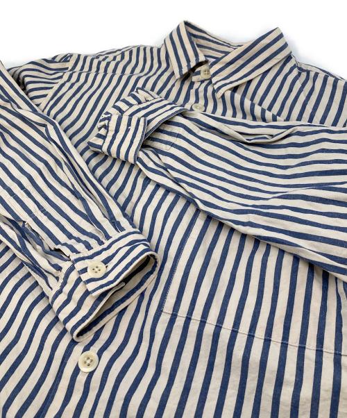 MHL（エムエイチエル）MHL (エムエイチエル) COTTON LINEN PJ STRIPE SHIRTS ストライプ　 ネイビー×ベージュ サイズ:Mの古着・服飾アイテム