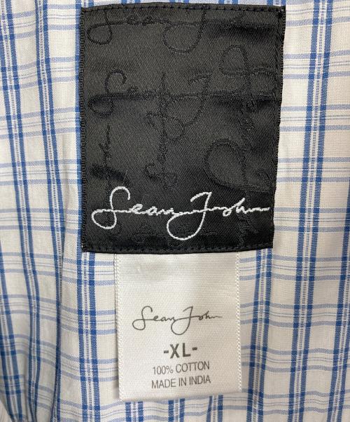SEAN JOHN（ショーンジョン）SEAN JOHN (ショーンジョン) 【古着】パッチワークオーバーサイズ半袖シャツ　チェックシャツ ネイビー×ホワイト サイズ:XLの古着・服飾アイテム
