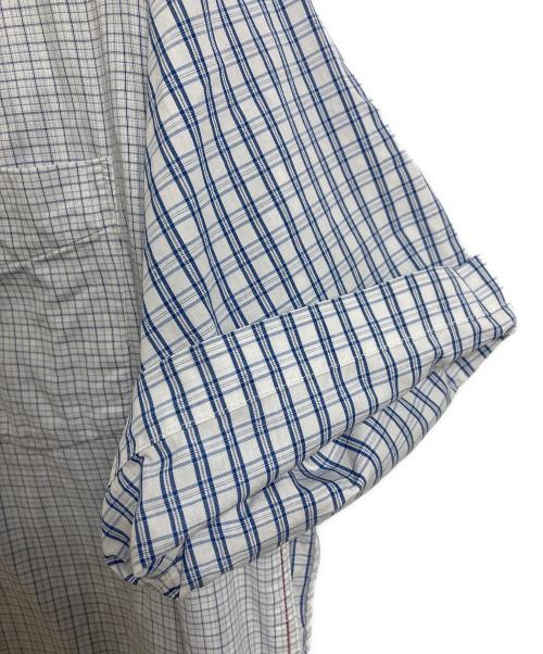 SEAN JOHN（ショーンジョン）SEAN JOHN (ショーンジョン) 【古着】パッチワークオーバーサイズ半袖シャツ　チェックシャツ ネイビー×ホワイト サイズ:XLの古着・服飾アイテム