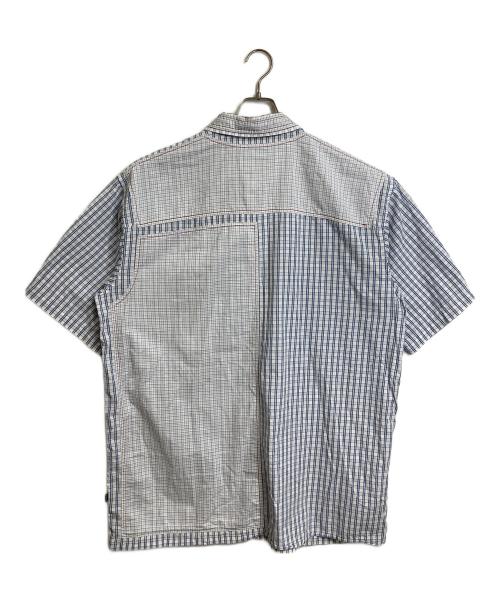 SEAN JOHN（ショーンジョン）SEAN JOHN (ショーンジョン) 【古着】パッチワークオーバーサイズ半袖シャツ　チェックシャツ ネイビー×ホワイト サイズ:XLの古着・服飾アイテム