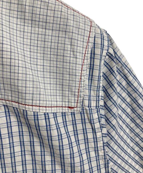 SEAN JOHN（ショーンジョン）SEAN JOHN (ショーンジョン) 【古着】パッチワークオーバーサイズ半袖シャツ　チェックシャツ ネイビー×ホワイト サイズ:XLの古着・服飾アイテム