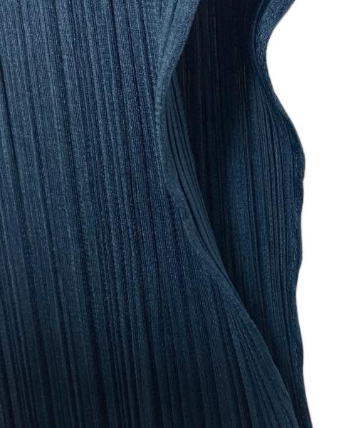 PLEATS PLEASE（プリーツプリーズ）PLEATS PLEASE (プリーツプリーズ) プリーツノースリーブ ロングフレアワンピース　デザインワンピース　ロングワンピース　日本製 ネイビー サイズ:2の古着・服飾アイテム