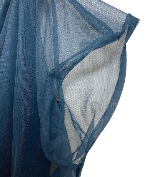 PLEATS PLEASE（プリーツプリーズ）PLEATS PLEASE (プリーツプリーズ) メッシュ切替プリーツカットソー　デザインカットソー　ブラウス　日本製 ネイビー サイズ:3の古着・服飾アイテム