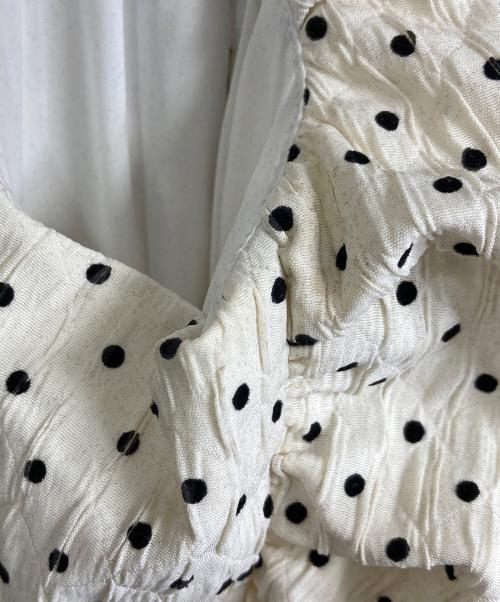 Estella.K（エステラケー）Estella.K (エステラケー) オフショルドットケープドレス　ロングワンピース　ロングドレス ホワイト×ブラック サイズ:FREEの古着・服飾アイテム