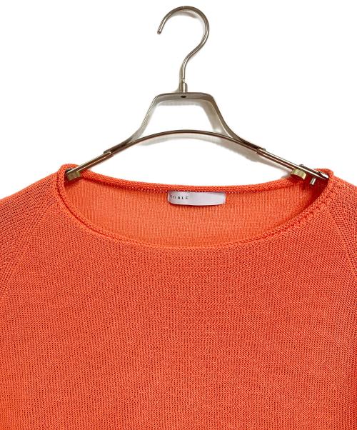 Noble（ノーブル）Noble (ノーブル) ペーパーヤーン裏天竺プルオーバー　ローゲージニット　薄手ニット　日本製 オレンジ サイズ:実寸参照の古着・服飾アイテム