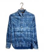 RRLダブルアールエル）の古着「ネイティブ柄 ウエスタンシャツ　長袖シャツ　総柄」｜ブルー