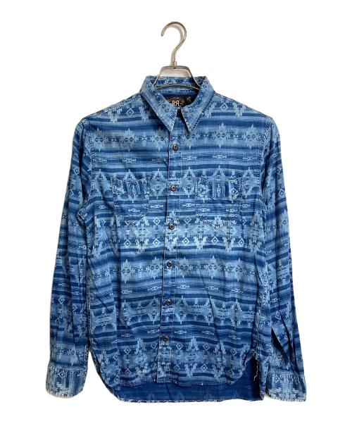 RRL（ダブルアールエル）RRL (ダブルアールエル) ネイティブ柄 ウエスタンシャツ　長袖シャツ　総柄 ブルー サイズ:XSの古着・服飾アイテム