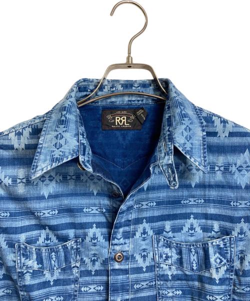 RRL（ダブルアールエル）RRL (ダブルアールエル) ネイティブ柄 ウエスタンシャツ　長袖シャツ　総柄 ブルー サイズ:XSの古着・服飾アイテム