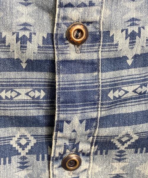 RRL（ダブルアールエル）RRL (ダブルアールエル) ネイティブ柄 ウエスタンシャツ　長袖シャツ　総柄 ブルー サイズ:XSの古着・服飾アイテム