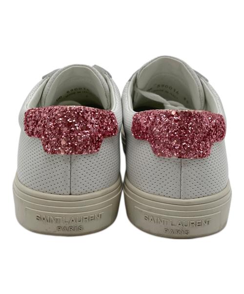 Saint Laurent Paris（サンローランパリ）Saint Laurent Paris (サンローランパリ) グリッターローカットスニーカー　イタリア製 ホワイト×ピンク サイズ:35の古着・服飾アイテム