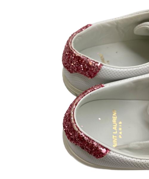 Saint Laurent Paris（サンローランパリ）Saint Laurent Paris (サンローランパリ) グリッターローカットスニーカー　イタリア製 ホワイト×ピンク サイズ:35の古着・服飾アイテム