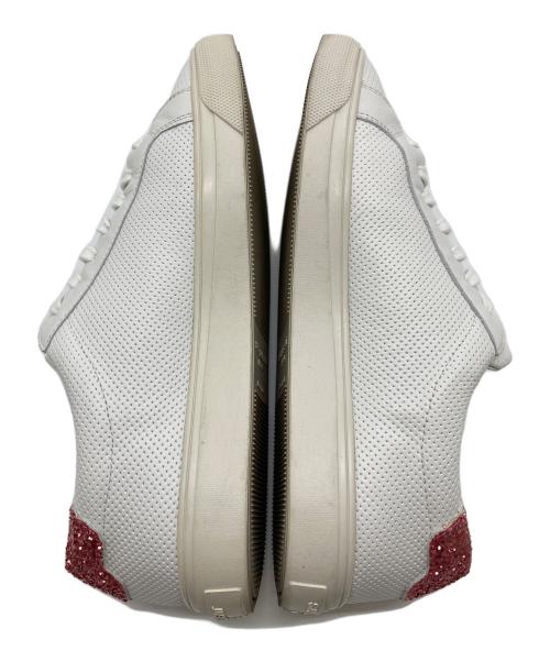 Saint Laurent Paris（サンローランパリ）Saint Laurent Paris (サンローランパリ) グリッターローカットスニーカー　イタリア製 ホワイト×ピンク サイズ:35の古着・服飾アイテム