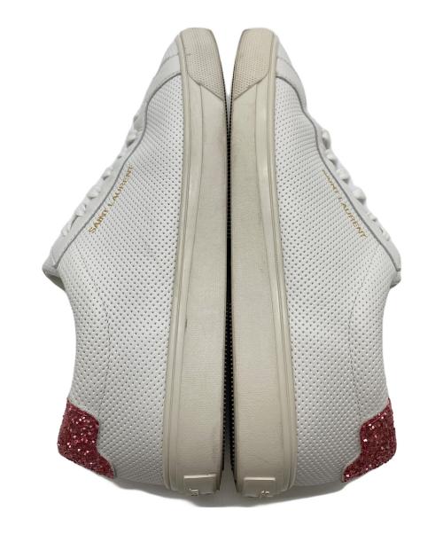 Saint Laurent Paris（サンローランパリ）Saint Laurent Paris (サンローランパリ) グリッターローカットスニーカー　イタリア製 ホワイト×ピンク サイズ:35の古着・服飾アイテム