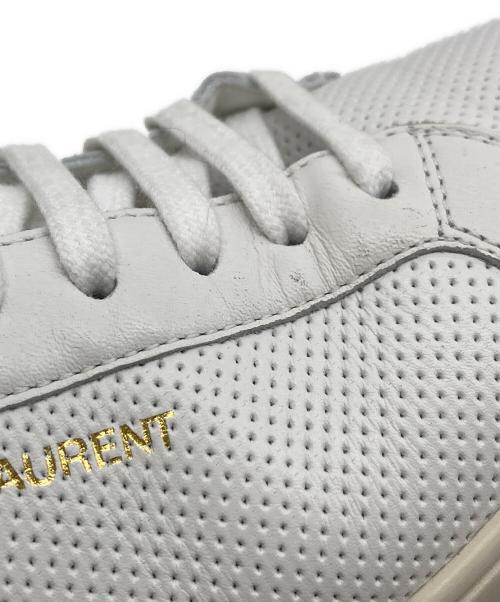 Saint Laurent Paris（サンローランパリ）Saint Laurent Paris (サンローランパリ) グリッターローカットスニーカー　イタリア製 ホワイト×ピンク サイズ:35の古着・服飾アイテム