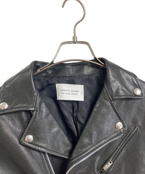 beautiful people（ビューティフルピープル）beautiful people (ビューティフルピープル) UNITED ARROWS (ユナイテッドアローズ) ダブルライダースジャケット　レザージャケット　アウター　羊革 ブラック サイズ:160の古着・服飾アイテム
